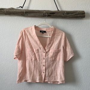 LuLus linen pink top size M